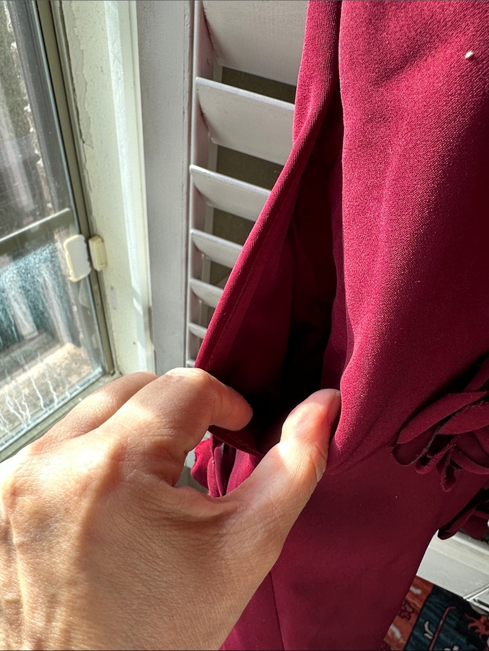 Avec Les Filles Burgundy Floral Appliqué Dress Tote - Picture 6 of 6